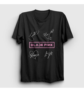 Presmono Unisex Beyaz Signs Blackpink T-Shirt 19622tt (Siyah)