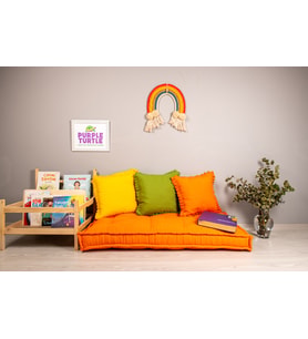 Fransız Tarzı El Yapımı Yer Minderi, Bebek Yatağı, French Mattress / Mor 60x120x15 cm (Turuncu)