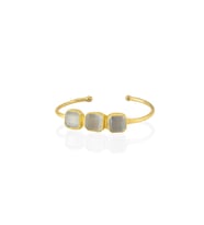 Kadir Jewellery 22 Ayar Altın Kaplama Zirkon Taşlı Ayarlanabilir Trend Bilezik (Gri)