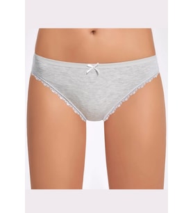 Melanjlı Dantelli Kadın Bikini Külot   10 Adet (Açık Gri)