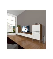 Decoraktiv Eko On2 Mdf Std Krom Ayaklı Tv Ünitesi Tv Sehpası (Beyaz - Kahverengi)