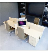 Vena Nil Workstation Dörtlü Çalışma Masa 320cm x 140cm x 115h   Çalışma Grubu İstasyonu (Akçaağaç Rengi )