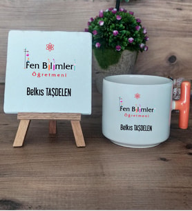 Fen Bilimleri Öğretmeni Hediye Seti Kupa Bardak T Kulplu ve Dekoratif Taş Öğretmenler Günü Hediyesi (Model 7)
