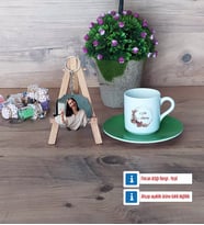 Doğum Günü Hediyesi İsme Özel Türk Kahvesi Fincanı Ahşap Altlıklı ve Fotoğraflı Ahşap Anahtarlık Hediye (Model 9)
