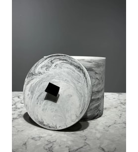 betonmall Çöp Kovası Mermer Desen 4 Litre Beton Wc Fırçası Sabunluk (Gri)
