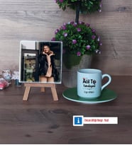 Acil Tıp Teknisyeni Fotoğraflı Dekoratif Taş, Ahşap Altlıklı Türk Kahvesi Fincanı Hediye (Model 9)