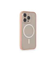 Uyumlu Model Apple iPhone 13 Pro Max Kılıf Lensli Magsafe Mat Kenar Renkli Kapak (Pembe)