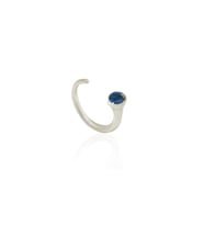 Kadir Jewellery 925 Ayar Gümüş Kaplama Zirkon Taşlı Ayarlanabilir Kadın Minimal Yüzük (Koyu Mavi)