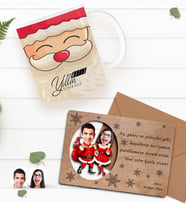 BK Gift Kişiye Özel Mutlu Yıllar Kupa Bardak ve Retro Ahşap Yılbaşı Tebrik Kartı Hediye Seti-6 (Siyah)