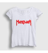 Presmono Kadın Sarı Logo Manowar T-Shirt 63972tt (Beyaz)