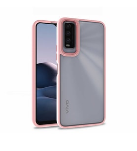 Vivo Y20S Kılıf Case, Kamera Lens Korumalı Elektroplatin Kaplama Sert PC Koruyucu Colourful Platinum Serisi (Rose)