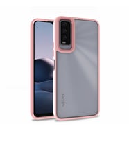 Vivo Y20S Kılıf Case, Kamera Lens Korumalı Elektroplatin Kaplama Sert PC Koruyucu Colourful Platinum Serisi (Rose)