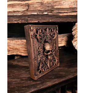 Kafatası Kabartmalı Kitap Görünümlü Biblo (Bakır)