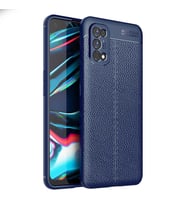 Realme 7 Pro Kılıf Deri Tarzı Niss Silikon Case (Lacivert)