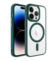 iPhone 14 Pro Max Kılıf Wireless Şarj Özellikli Krom Magsafe (Koyu Yeşil)