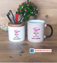 Teyze Daha Cool Kalemlik, Kupa Bardak T Kişiye Özel Hediye (Model 3)