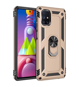 Galaxy M51 Kılıf Yüzüklü Zırh Tank Vega (Gold)