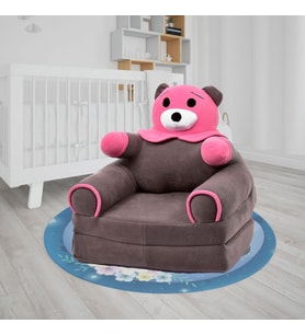 Ayıcık, Panda Sünger Çocuk Koltuğu Anti Bakteriyel - Portatif - Katlanabilir (Gri - Pembe)
