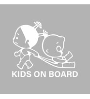 Kids On Board Araba Sticker  siyah 17x14 CM (Beyaz)