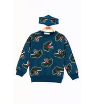 Toontoy Erkek Çocuk Dinazor Baskılı Sweatshirt (Petrol)