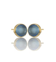 Kadir Jewellery 22 Ayar Altın Kaplama Kadın Minimal Küpe -El İşçiliği Ve Hipoalerjenik Küpe (Gece Mavisi)