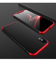 Apple iPhone X Kılıf Zore Ays Full Koruma Kılıf (Siyah-Kırmızı)
