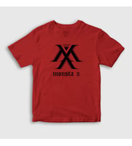 Presmono Unisex Çocuk Beyaz Logo V2 K-Pop Monsta X T-Shirt 274990tt (Kırmızı)