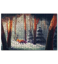 Cakapuzzle Karlı Ormanda Yürüyen Tilki ve Güneş Işıkları  Puzzle Yapboz MDF (Ahşap) (1000 Parça)