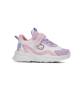 Günlük Kız Çocuk Sneaker Işıklı Hologram Cırtlı Hello Kitty Ayakkabı 1907 (Lila - Pembe)