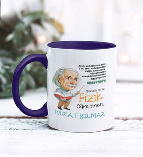 Fizik Öğretmeni Tasarımlı Kişiye Özel Kupa Bardak (Lacivert)