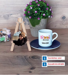 Biyoloji Öğretmeni Türk Kahvesi Fincanı Ahşap Altlıklı ve Fotoğraflı Ahşap Anahtarlık Hediye (Model 4)
