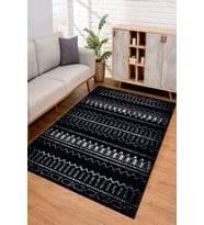 Dijital Kaymaz Taban Yıkanabilir Renkli Salon Halısı Mutfak Halısı Yolluk ND-SD-1171 (Siyah)