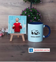 Uykucu Panda Fotoğraflı Dekoratif Taş, Kupa Bardak Beyaz Hediye (Model 3)