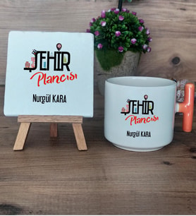 Şehir Plancısı Hediye Seti Kupa Bardak T Kulplu ve Dekoratif Taş Şehir Plancısına Hediye (Model 7)