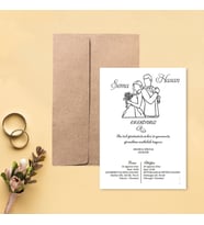 Davetiye Zarf ve Baskı Dahil (Beyaz yada Kraft Zarflı) - Gelin Damat Tasarım - Kına, Nişan, Nikah, Düğün Davetiyesi (Kahverengi)