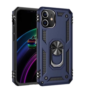 Apple iPhone 12 Mini Kılıf Zore Vega Yüzüklü Standlı Zırh Kılıf (Mavi)