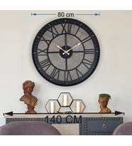 Markakanvas Siyah Metal Kasalı Mermer Desenli  Duvar Saati  ( Çap 50 cm -Çap 80 cm ) (Siyah)