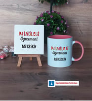 Psikoloji Öğretmeni Dekoratif Taş, Kupa Bardak Kırmızı Hediye Öğretmenler Günü Hediyesi (Model 5)