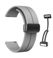 Huawei Watch GT 3 Elegant – Active 42mm Uyumlu 20mm Coastal Manyetik Tokalı Silikon Kordon (Gri)