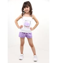 Toontoy Kız Bebek Baskılı Şortlu Takım (Ekru)