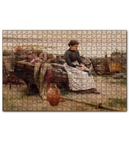 Cakapuzzle Sandalda Çocuklar ve Kederli Kadın  Puzzle Yapboz MDF (Ahşap) (255 Parça)