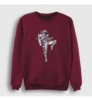 Presmono Unisex Beyaz Muay Thai Astronaut Uzay Sweatshirt 352952tt (Bordo)