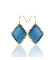 Kadir Jewellery 22 Ayar Altın Kaplama Vintage Küpe -El İşçiliği Ve Hipoalerjenik Küpe (Koyu Mavi)