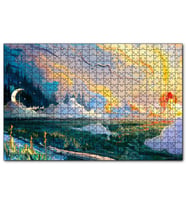 Cakapuzzle Yağlı Boya Resmi Manzara Ve Ay Görseli  Puzzle Yapboz MDF (Ahşap) (500 Parça)