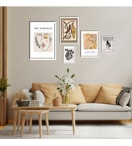 5'li Ahşap Lamine Çerçeveli Mdf Tablo Seti Matisse Bohem Tasarım (Beyaz)
