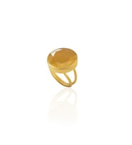 Kadir Jewellery 22 Ayar Altın Kaplama Zirkon Taşlı Kadın Otantik Yüzük (Turuncu)