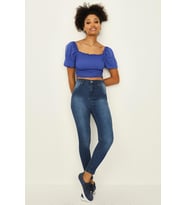 Kadın Yüksek Bel Skinny Pantolon (Lacivert)