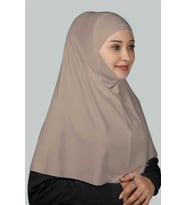 Hazır Türban Peçeli Pratik Eşarp Tesettür Nikaplı Hijab - Namaz Örtüsü Sufle (XL) (Açık Vizon)
