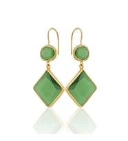Kadir Jewellery 22 Ayar Altın Kaplama Kadın Sallantılı Küpe -El İşçiliği Ve Hipoalerjenik Küpe (Yeşil)