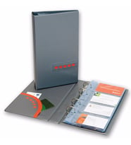 Kartvizit Albümü 4 Sıralı 160 Kartlık Kapasiteli Pvc Double Color Card Folder 15x26,5 cm (Gri)